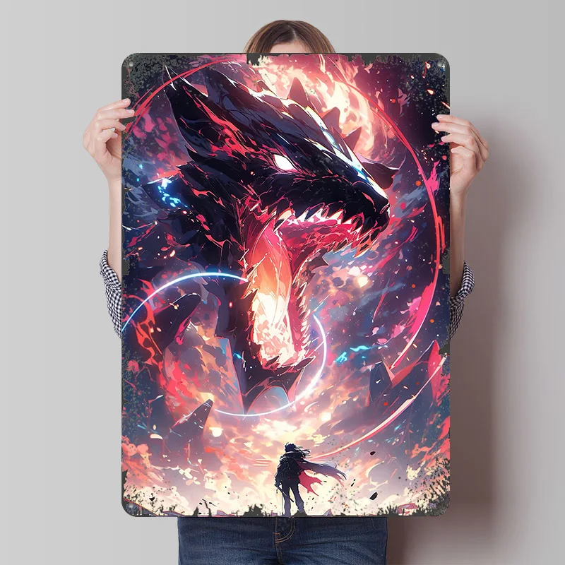 Danger of Dragons Anime Printed Poster Customized Wall Art Retro Vintage Metal Tin Signs for Room Decoration Garage Decorations