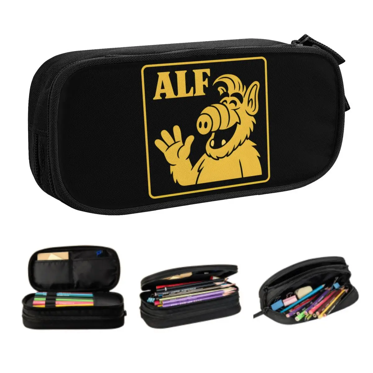 

Custom Alien Life Form ALF Pencil Cases for Boys Gilrs Big Capacity Pen Box Bag School Supplies