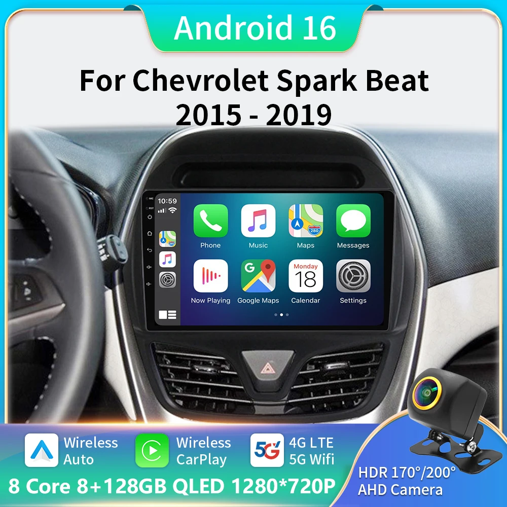 

Car Player Android 16 For CHEVROLET Spark Beat 2015-2019 Multimedia Stereo Car GPS Navigation Auto Radio 8+128 FM HU DVD