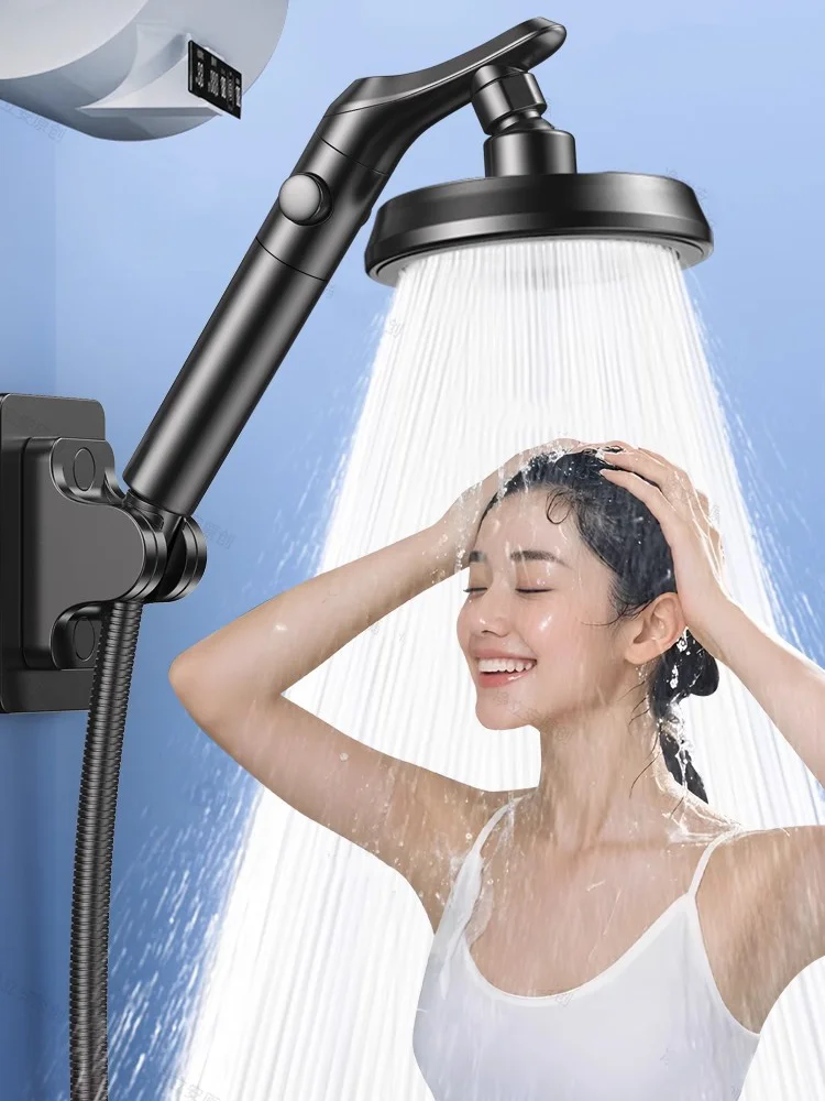 Big Panel High Pressure Large Flow Shower Head With Filter Water Saving One-Key Stop Water Handheld Sprayer Bathroom Accessories