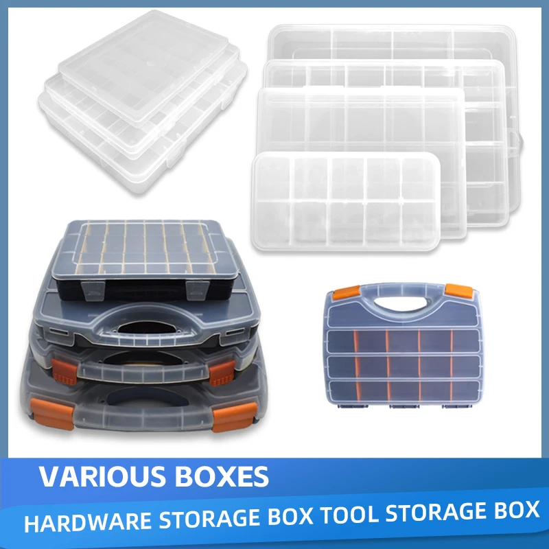 Caja organizadora de plástico, contenedor, compartimento transparente, almacenamiento ajustable para joyería, herramienta de Hardware, tornillo, caja desmontable