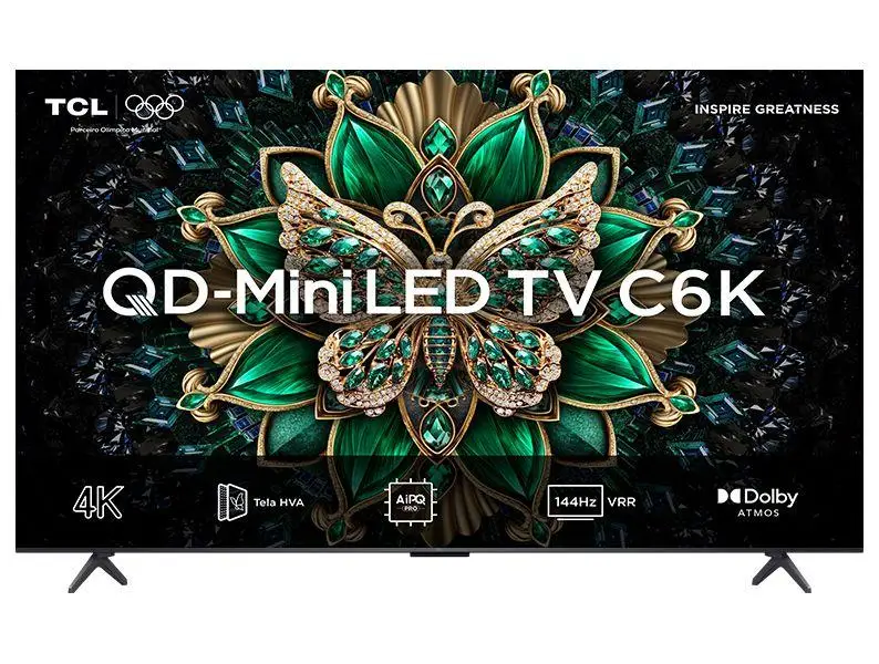 تلفزيون ذكي 65 TCL 4K UHD MiniLED 65C6K 120 هرتز تلفزيون جوجل AiPQ مساعد جوجل 4 HDMI 2 USB