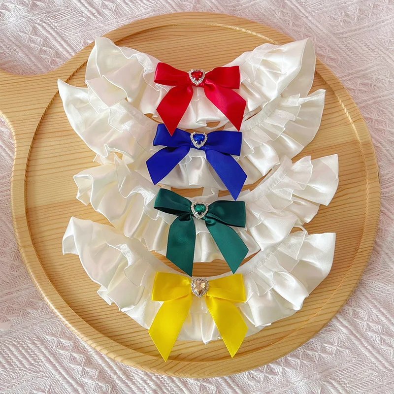4 Pcs/ Lot Mixed Colors Cat Bibs, Pet Scarves, Cat Collars, Small And Medium Dog Bibs, Decorative Collars, Cat Bows Wholesale