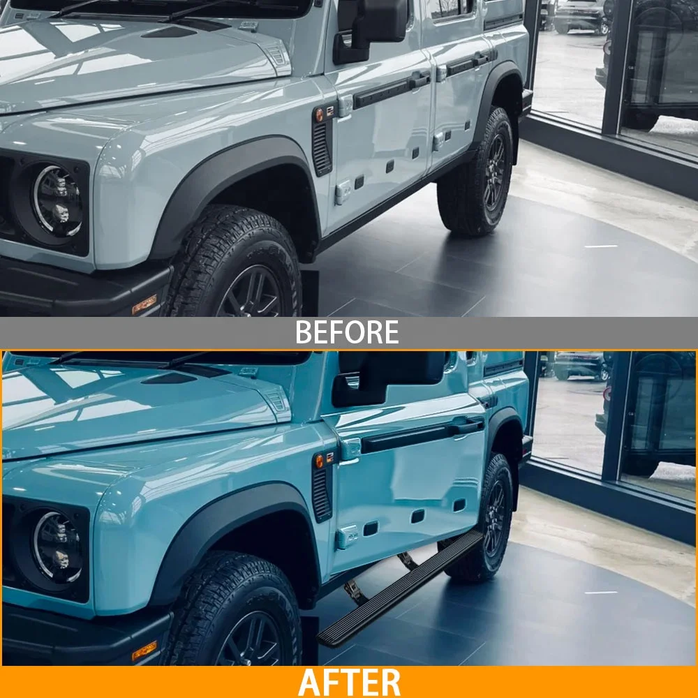 

Автоматические электрические светодиодные боковые юбки, силовые боковые подножки, подножки для Ineos Grenadier - модификация автомобиля, боа для ног