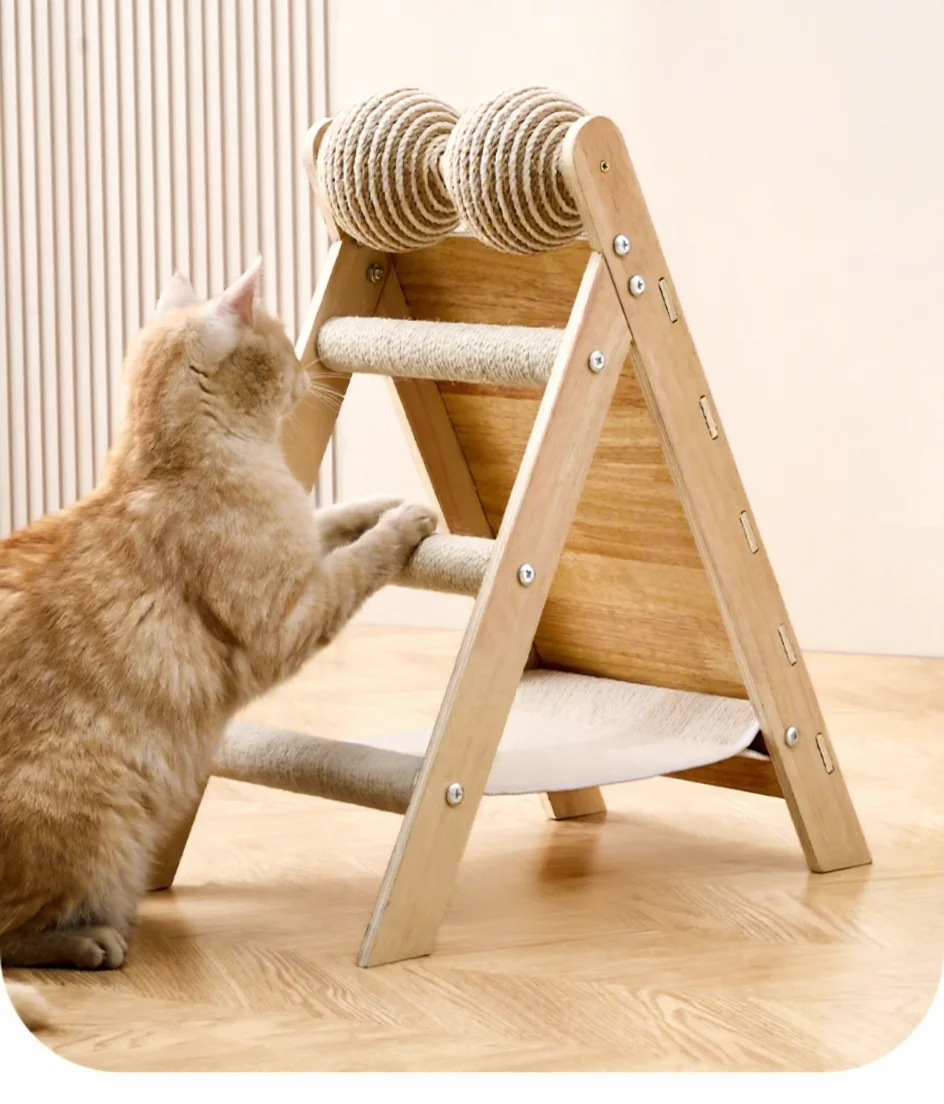 &c Environmentally Friendly Solid Wood Multifunctional cat Claw Board Is Not Easy Fall Debris Climbing Ladder Vertical cat Tree