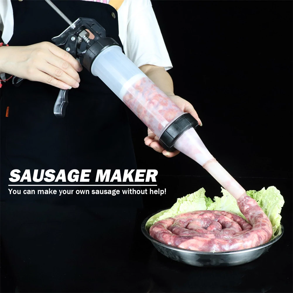 

Manual Sausage Stuffer with 3 Nozzles Machine Homemade Sausage Stuffer Sausage Syringe Sausage Stuffer Gadgets Manual Meat Tools
