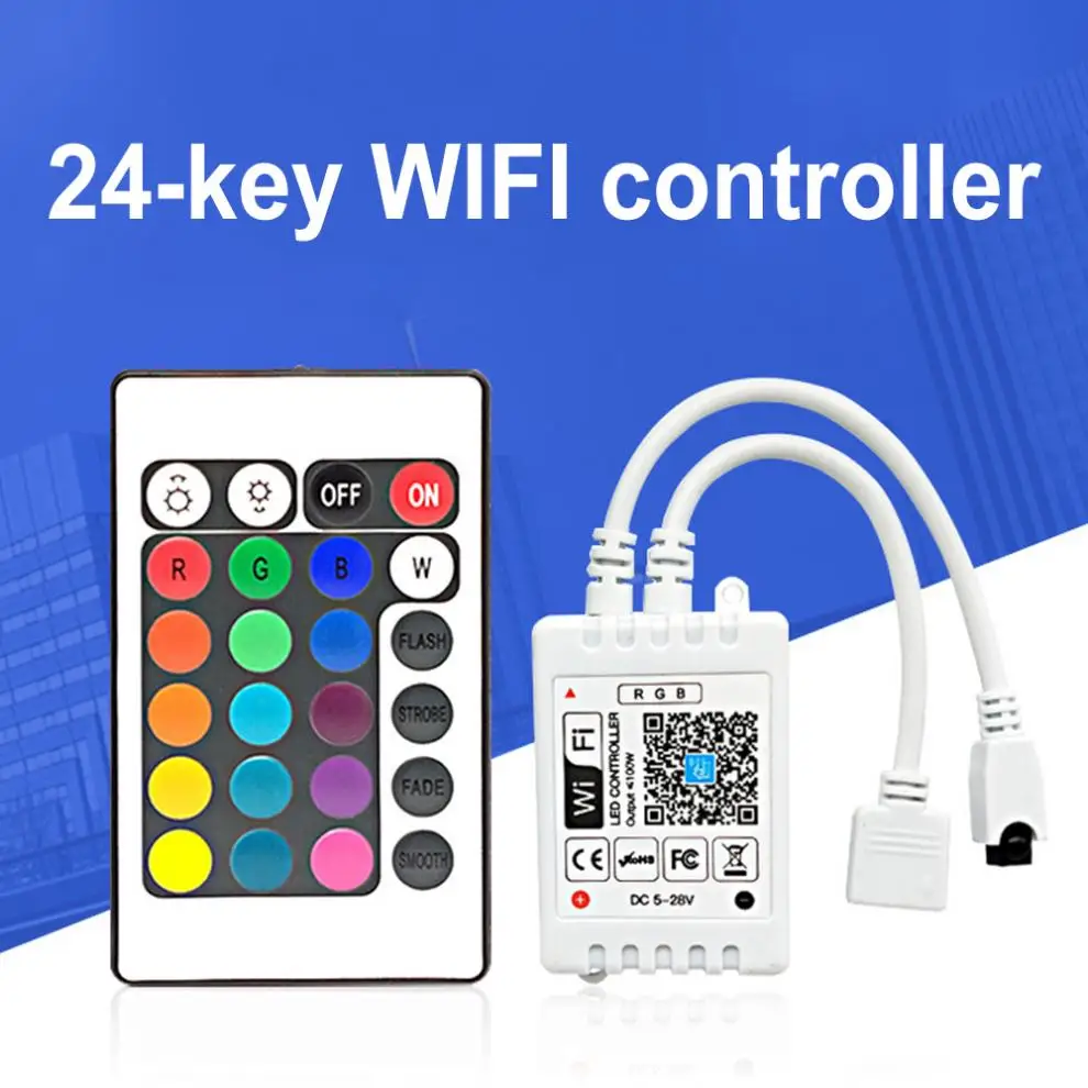 24 Key WiFi Wireless LED Smart Controller Alexa RGB Controller for 5050 3528 LED Strip Lights