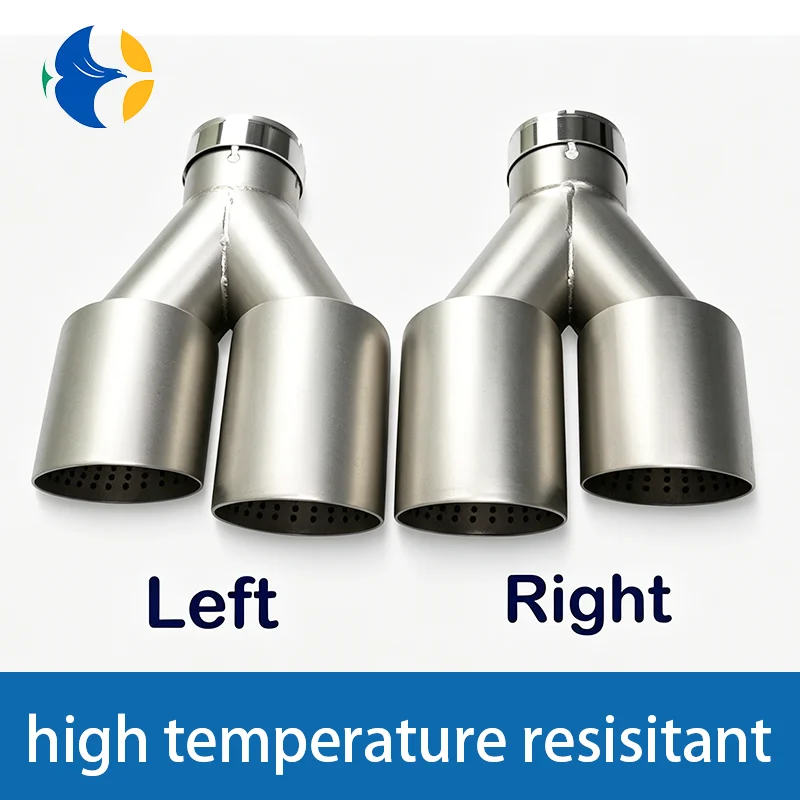 Exhaust Dual Exhaust Tips Car Universal Matte Stainless Titanium alloy color Double Exit Exhaust Pipes Muffler Tailpipe No Logo