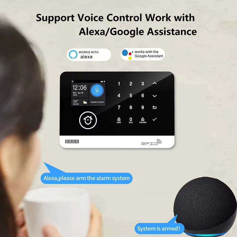 WIFI GSM Alarm System Wireless Home Burglar Security Alarm System Work with Tuya APP Control 433MHZ Door Motion Detector PIR