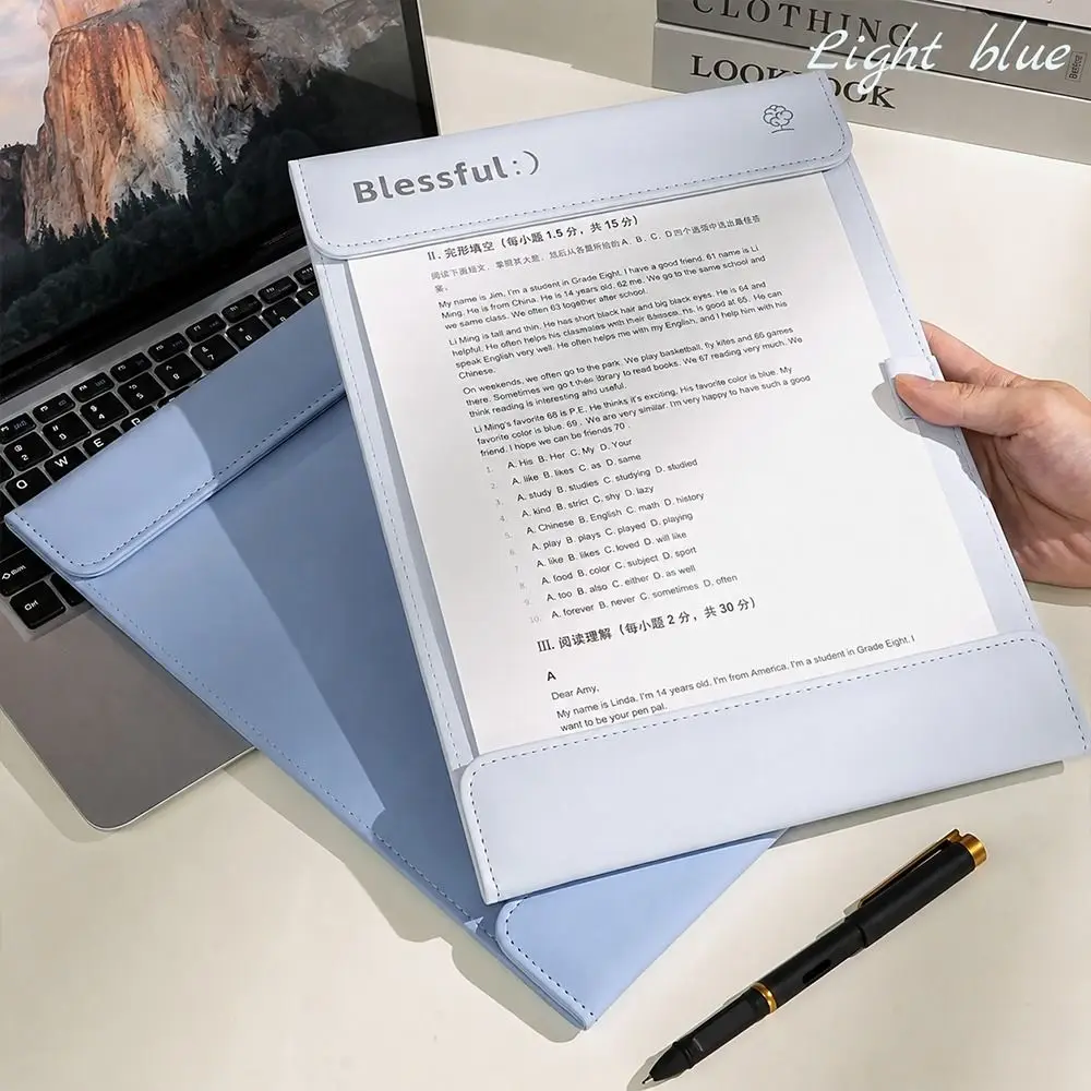 Simple PU Leather Clipboard Magnetic Single/Double Clip A4 File Folder Signing Board Business Meeting