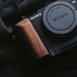 Wood Hand Grip Plate Bracket  with Alum Base Plate Bracket For Sony A7C