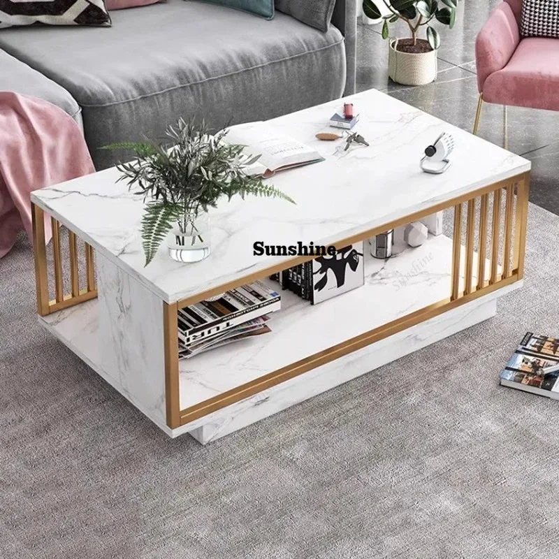 Modern Rectangle Coffee Table Decoration Luxury Storage Living Room Designer Cheap Side Table Standing Mesa Auxiliar Home Decor