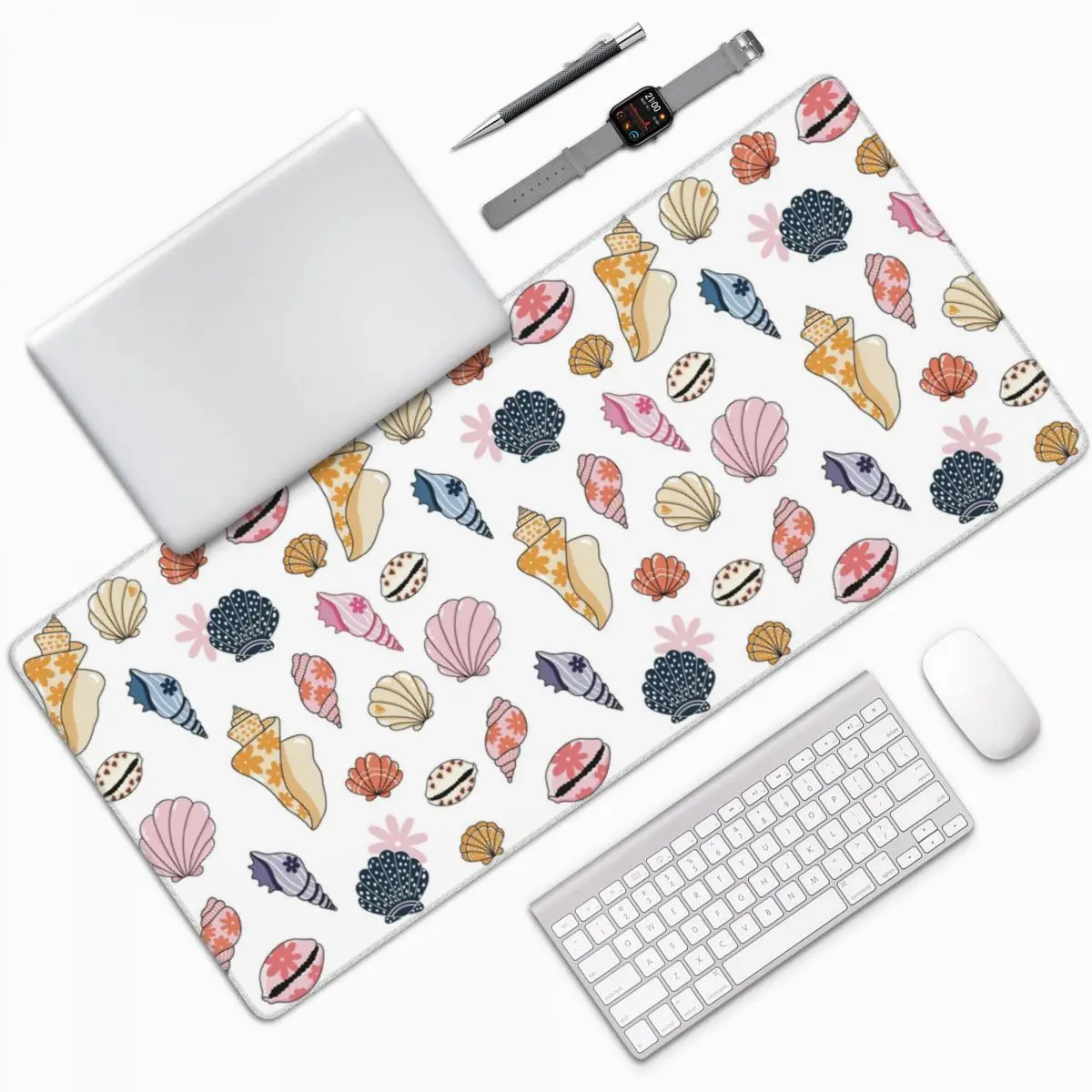Cartoon Shells And Conch Large Mouse Pad Computer Keyboard Mouse Mat Gaming PC Laptop Desk Mat Office Accessories Table Mats
