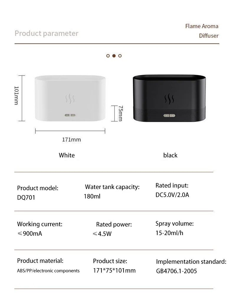 2024 Xiaomi Portable Cool Mist USB LED Change Color Room Water Air Fire Flame Humidifier Aroma Essential Oil Diffuser Humidifier