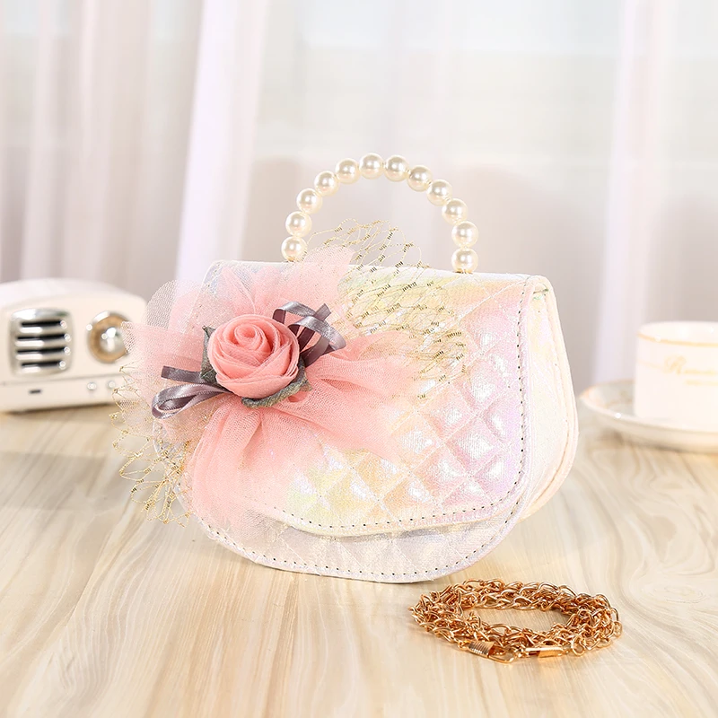 Baby  Kids Purses and Handbags Mini Crossbody Cute Girls Pearl Hand Bags Tote Little Girl Small Coin Pouch Party Purse Gift