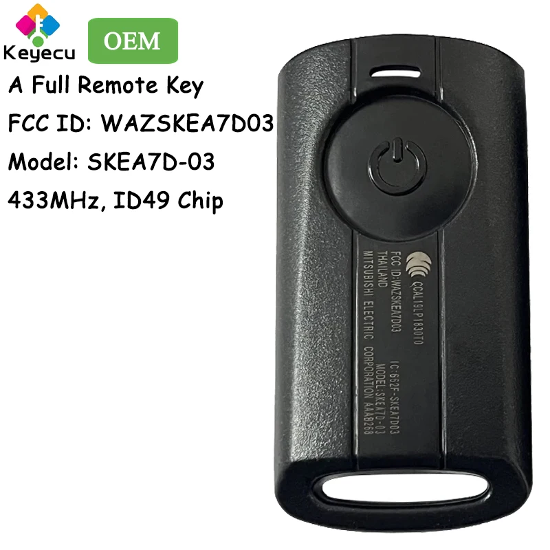 

KEYECU Motorcycle Remote Key With 433.92MHz ID49 Chip for Yamaha NMAX AEROX S V1 V2 XMAX SNIPER 155 Fob SKEA7D-03 WAZSKEA7D03