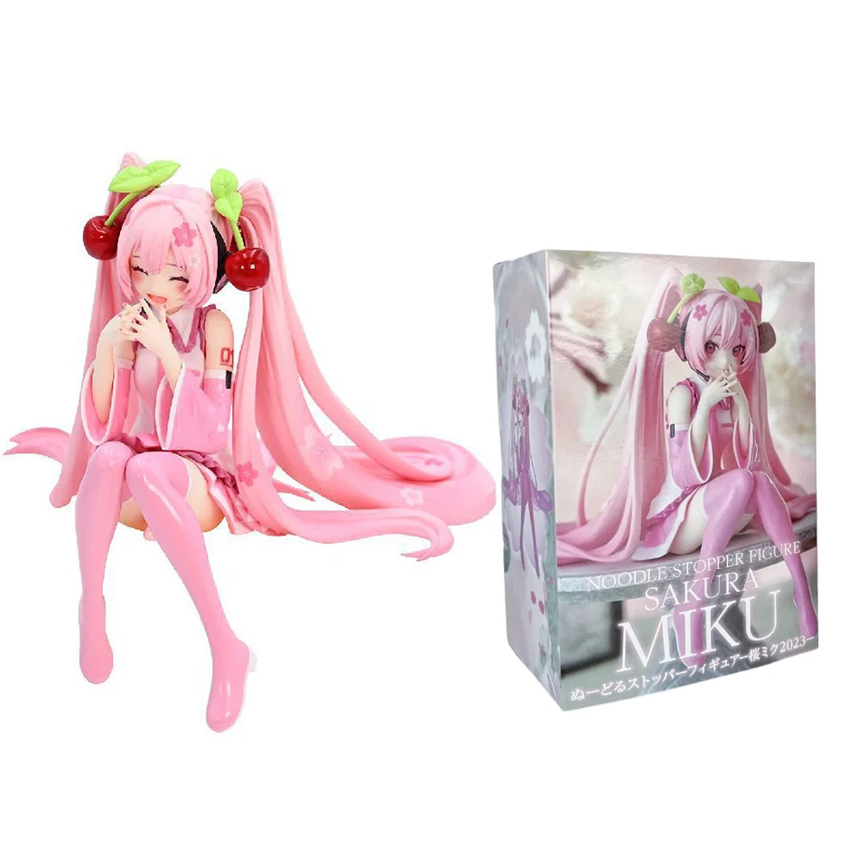 Anime Hatsune Miku Anime Figur Rosa Kleid Sitzhaltung PVC Modell Action Spielzeug Kirsche rosa Kirschblüte Dekoration Geschenke