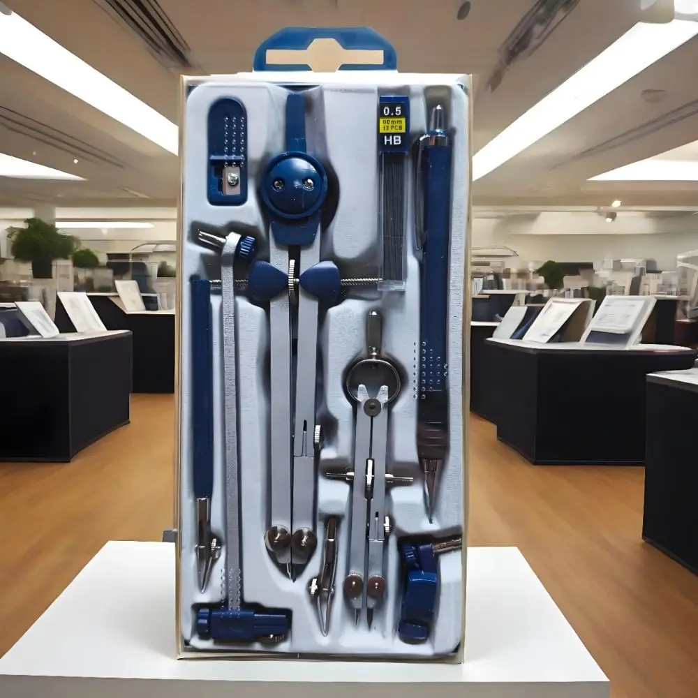 7 قطعة/الحزمة غطاء شفاف رسم البوصلة عدة مسطرة قياس أداة الرسم البلاستيكية مجموعة قلم رصاص ميكانيكي من الفولاذ المقاوم للصدأ #4