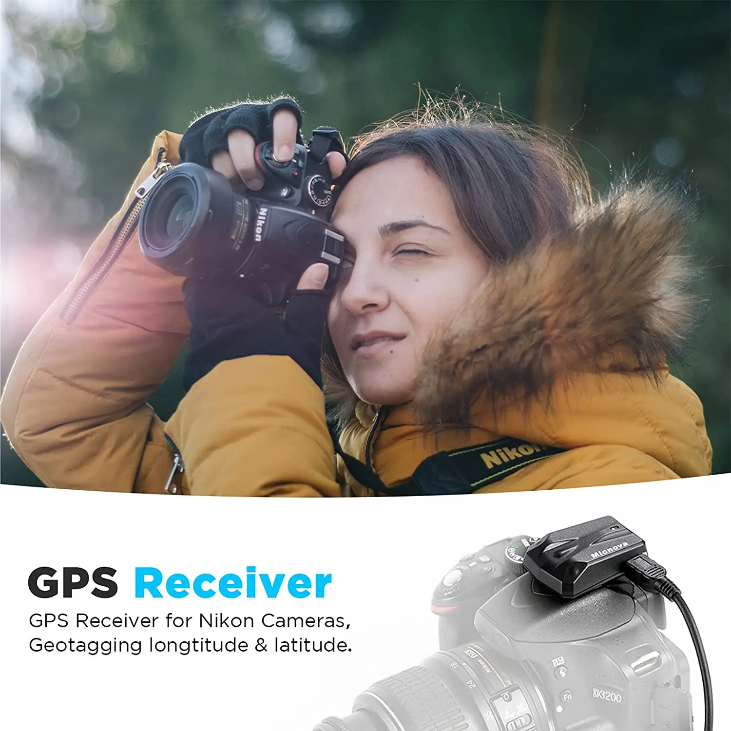 Micnova SK-GPS-N GPS Remote Receiver for Nikon DSLR Record Latitude Longitude Altitude Universal Time Coordinated information