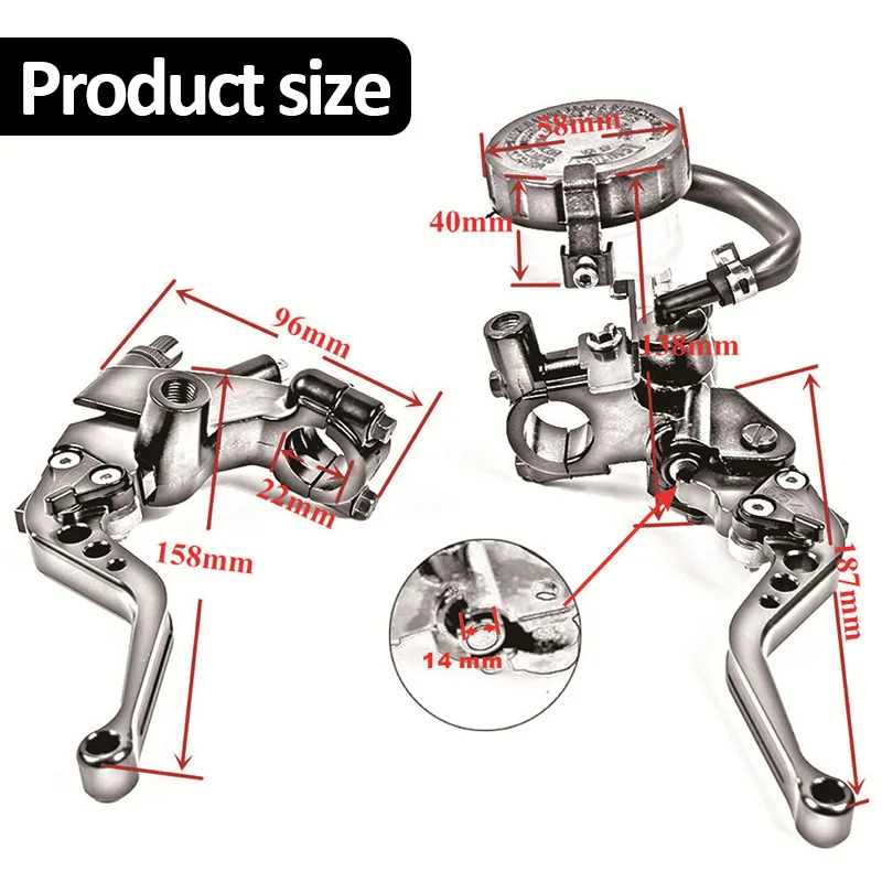 العالمي 7/8 "22 مللي متر دراجة نارية مخلب الفرامل أسطوانة رئيسية خزان عتلات عدة خزان السوائل مجموعة الألومنيوم المقود
