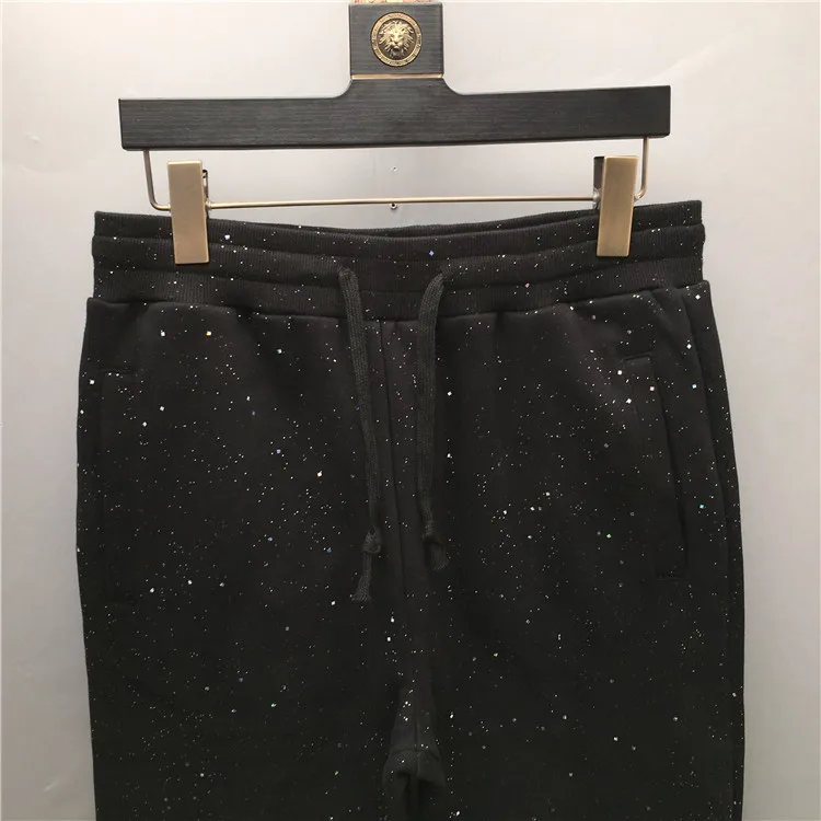 2025 Autumn Winter New Gypsy Sequined Casual Trousers Fashionable Trendy Male Teenager Velvet Warm Loose Casual Sweatpants