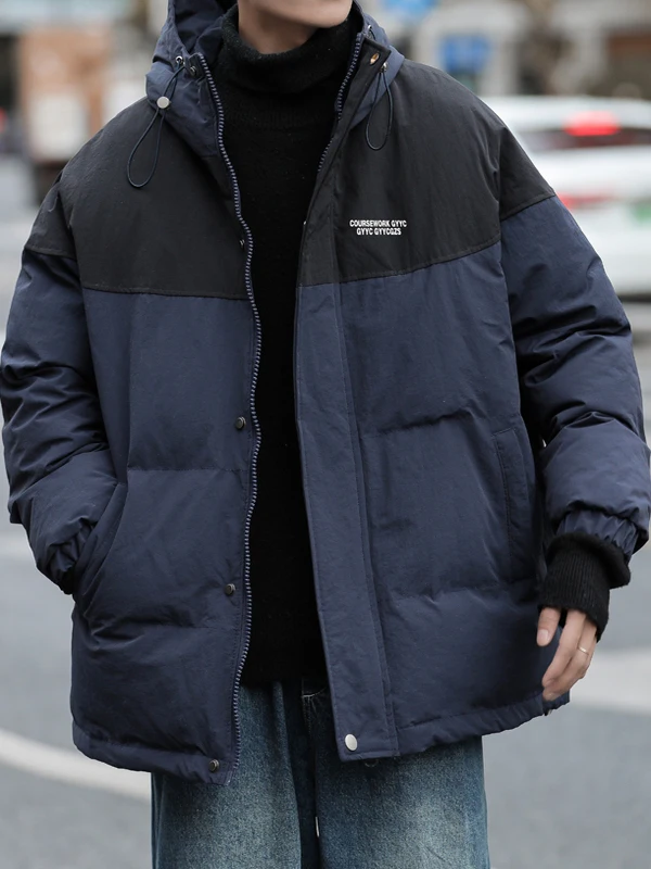 

Thiened Fce Hooded Cotton Jaet Men's Winter Color Blo Warm Bread Sle Outerwear Loose American Trendy Brand Cotton ...