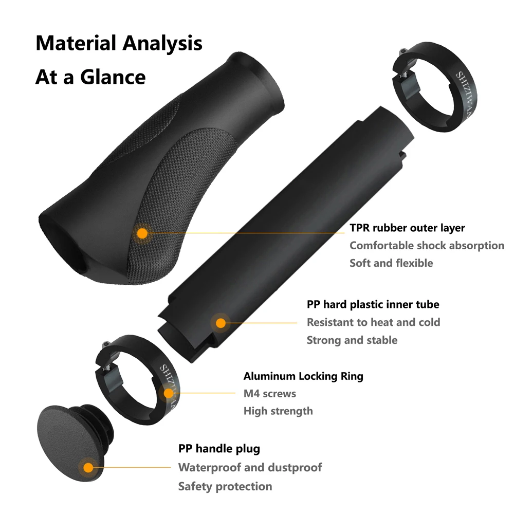 Aluminum Lock Bicycle Grips TPR Rubber Comfy For Variable Speed Bicycles Scooter MTB Soft Cycling Handle Bar Cover End Non-slip