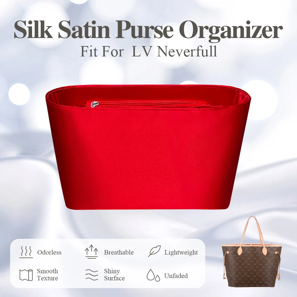 

Silk Satin Purse Organizer Insert Fit for LV Neverfull Tote Bag Inside Bag Purse Insert Inner Liner Bag Storage Cosmetics Bag