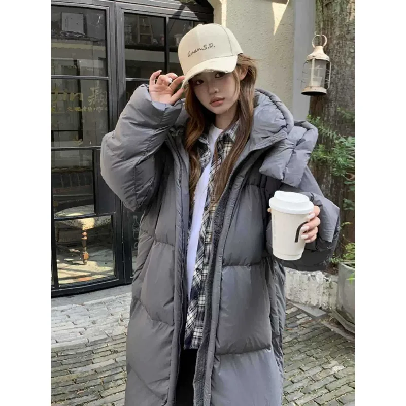 Woman Winter New Style Large Quilt-like Design Puff Pastry Soft Long-sleeved Knee-length Cotton Coat Thick Cotton Coat Jacket