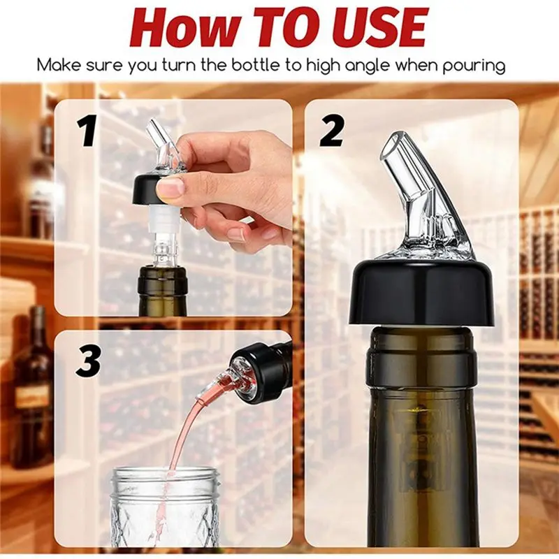 KSOL 10Pcs Automatic Measured Bottle Pourer, Spout Bottle Pourer with Tail and Collar, Liquor Bottle Pourers 1 Oz/ 30 Ml