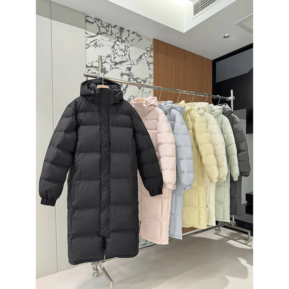 

-30° Thicken Warm Solid Women Down Coat Windproof Hooded Long White Duck Puffer Jackets Female Winter Black Parkas Puffer Jacket