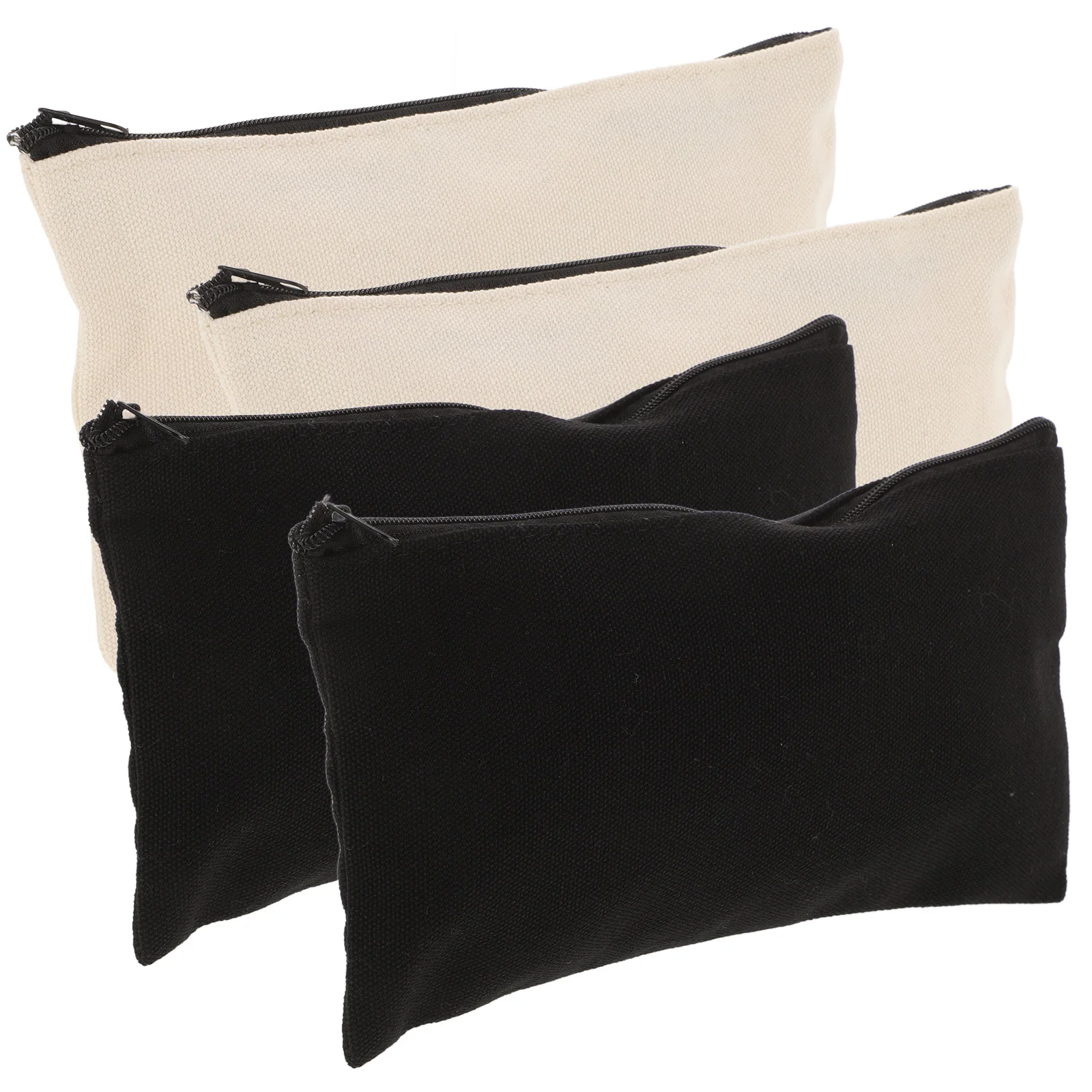 4Pcs Canvas Zipper Bag Durable Multi-Function Portable Storage Pouch Pencil Case School Supplies Canvas Zipper Pouch