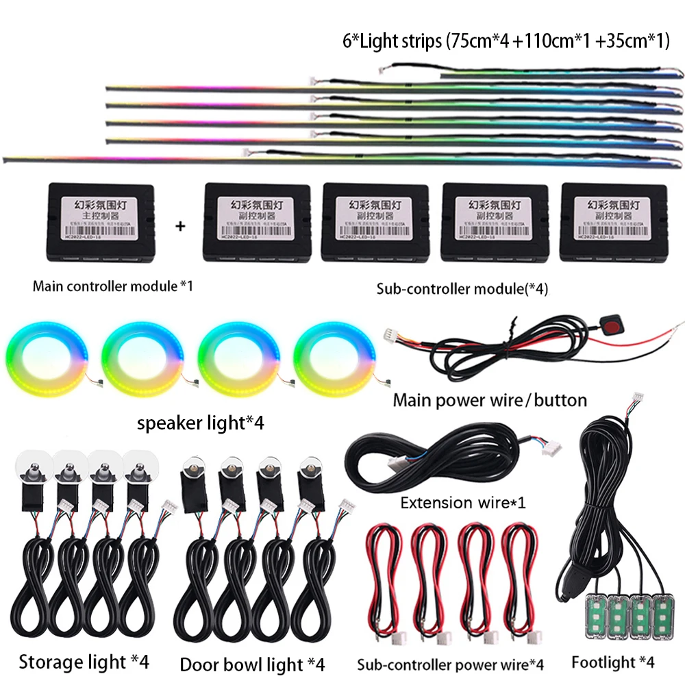 

new RGB Symphony Car Atmosphere Strip Interior LED Acrylic Guide Backlight Universal Decoration Ambient Rainbow Light