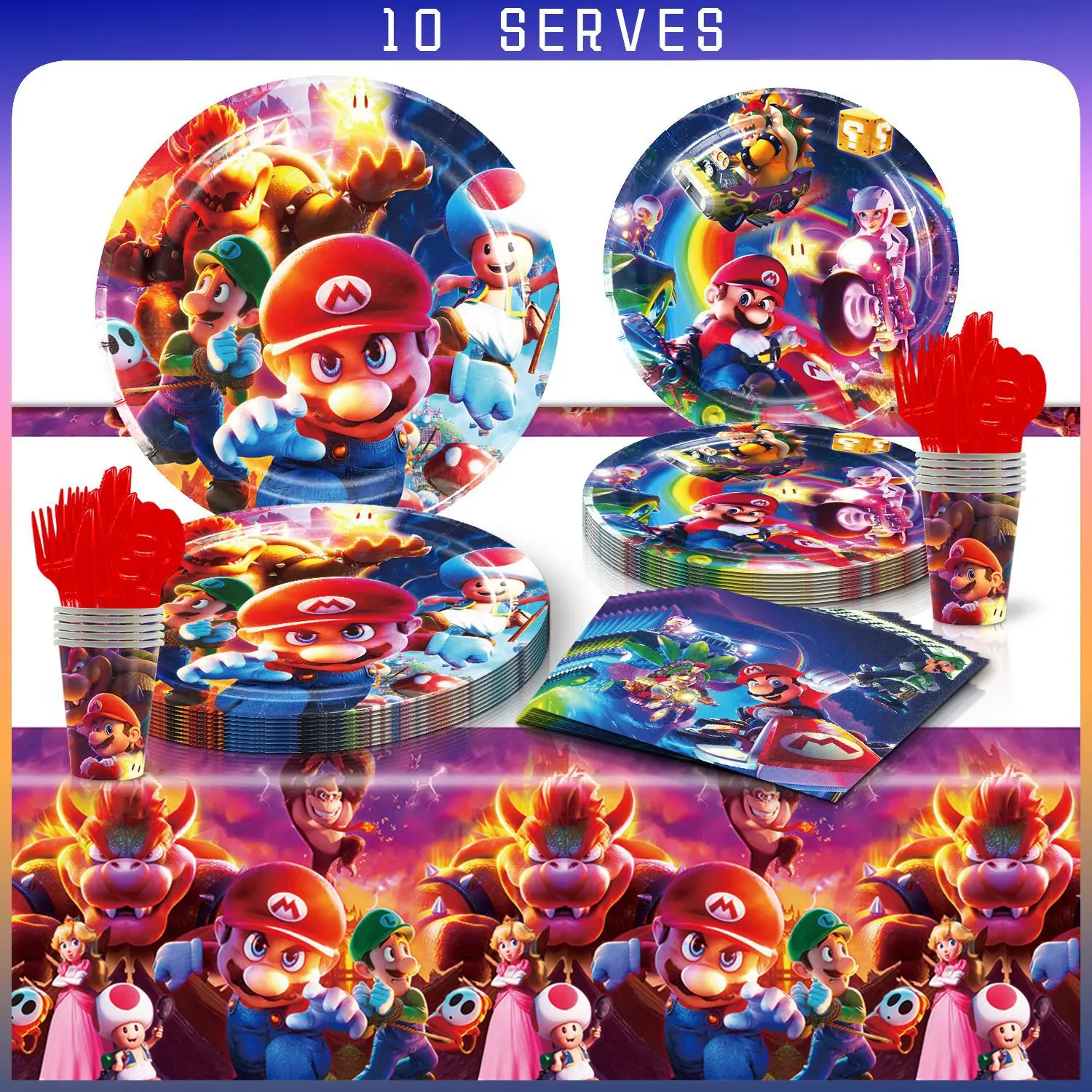 Décoration de fête sur le thème du jeu Super Mario Bros pour enfants, nappe de tasse en papier, tissu de poulet britannique, fournitures de festival