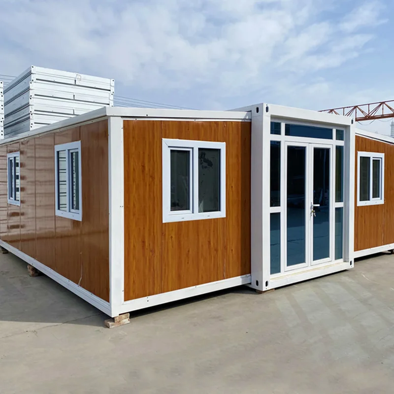 Luxury 40ft Double Wing Extension Room Prefab Folding Container Homes Two Bedrooms One Bathroom Steel Expandable Prefab Houses