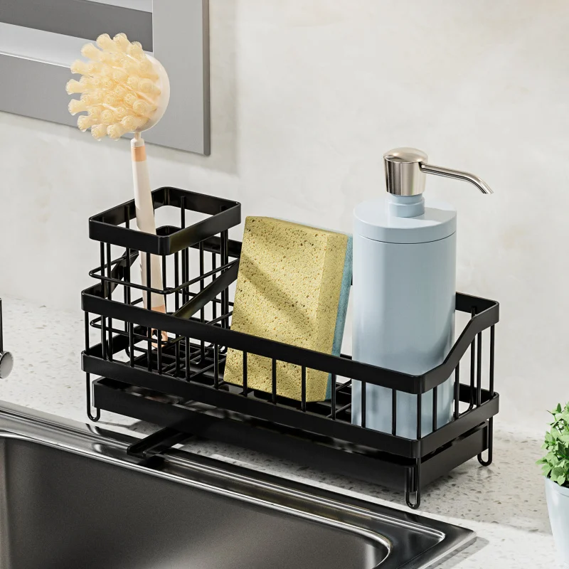 

Kitchen Sink Drain Rack Organizer Plastic Self-draining Counter Sink Shelf Soap Sponge Holder Dishcloth Towel Rack filter basket