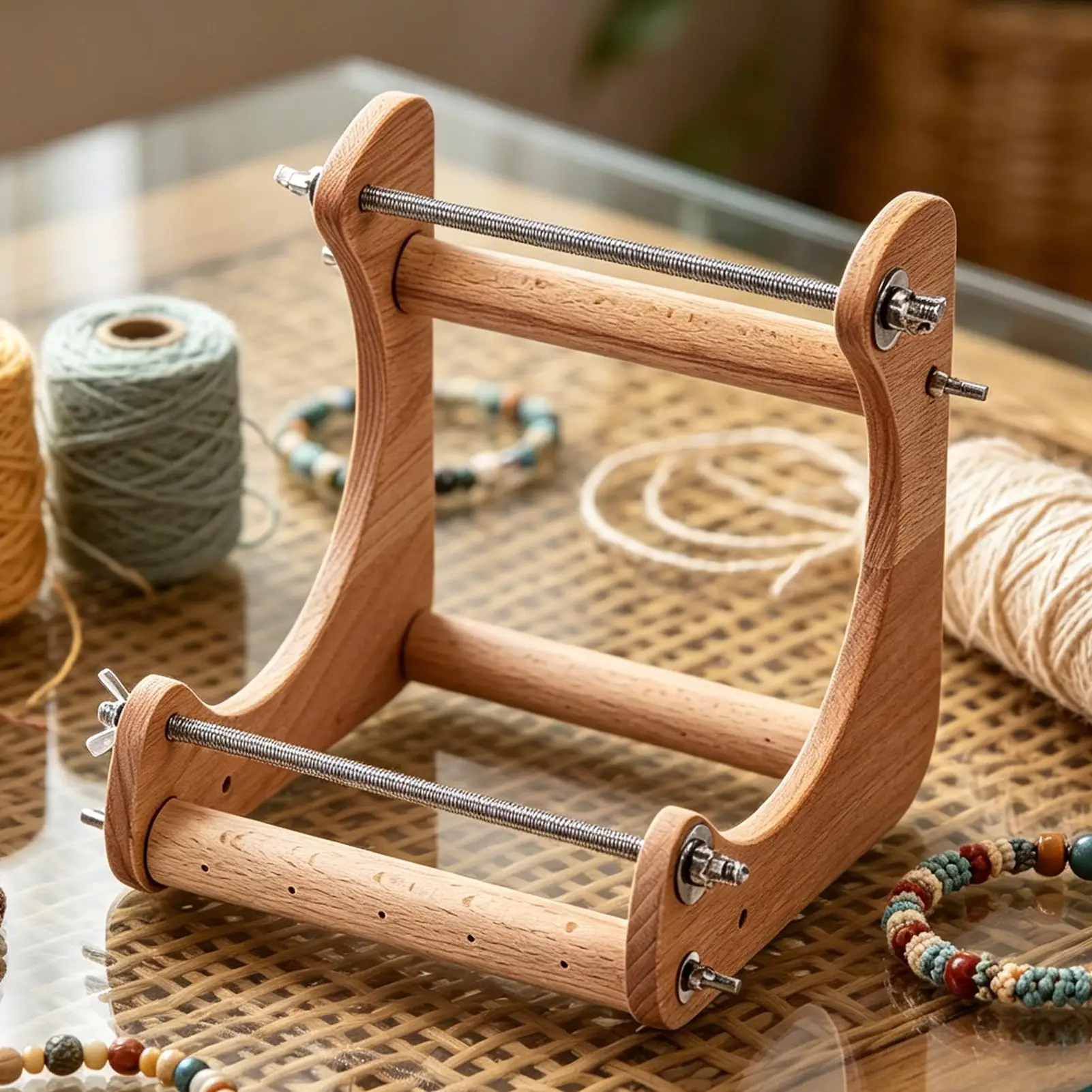 Wood Beading Loom Adjustable Vertical Beading Frame Bracelet Weaving Machine Handmade Beads Knitting Tool For Making necklaces