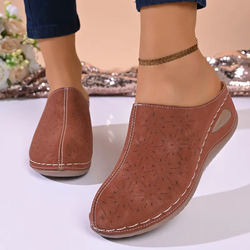 Retro Baotou Slippers Summer New Round Toe Deep Mouth Platform Slip-proof Heels