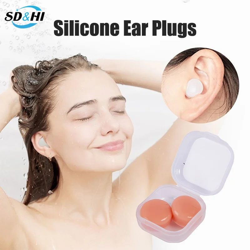 

2pcs Silicone Ear Plug Reusable Silicone Wax Earplugs Swimming Moldable Earplugs Noise Reduction Cancelling Sleeping Protection