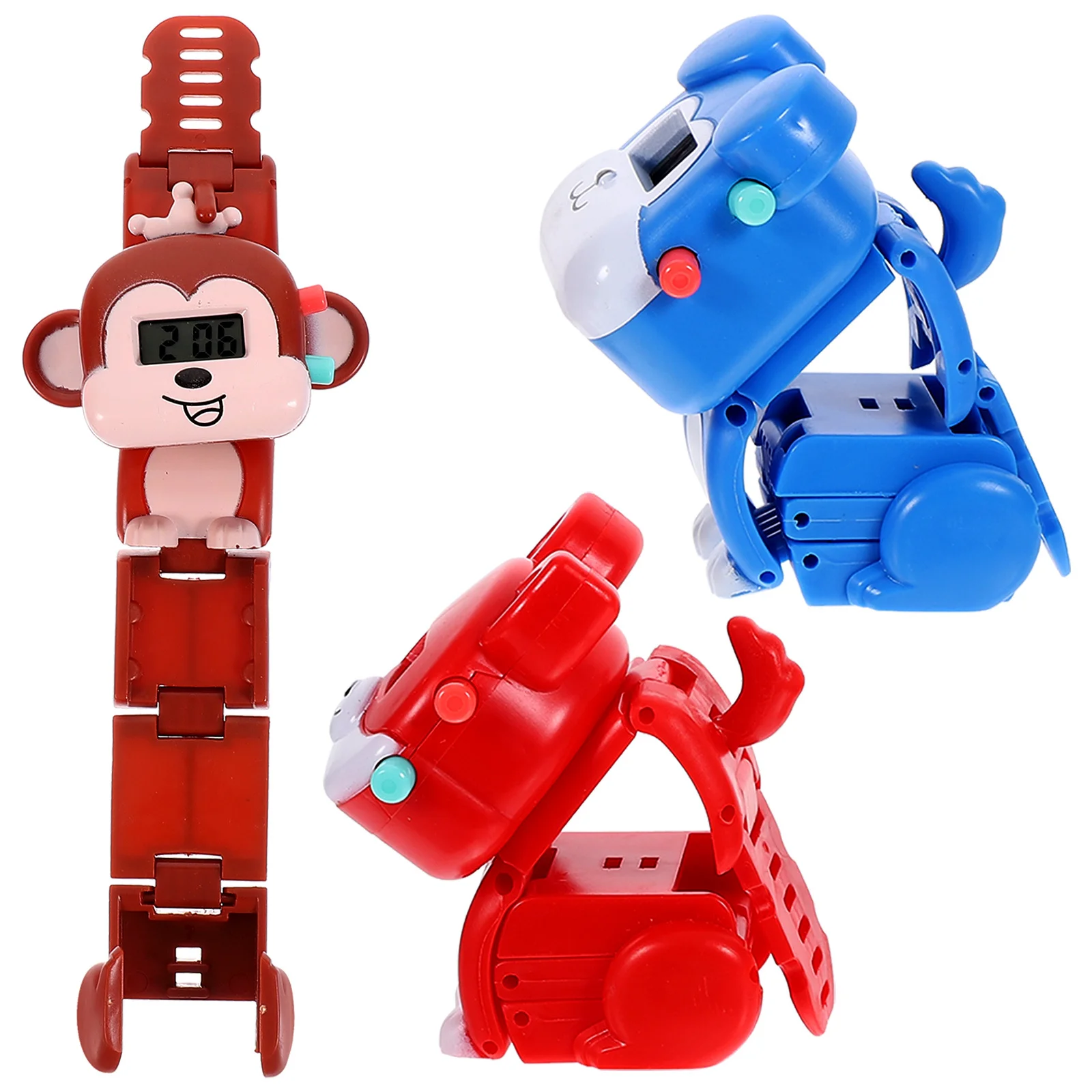 3Pcs Pet Shaped Electronic Watch Deformable Design Lightweight Wristwatch Gift for Pet Design Watch