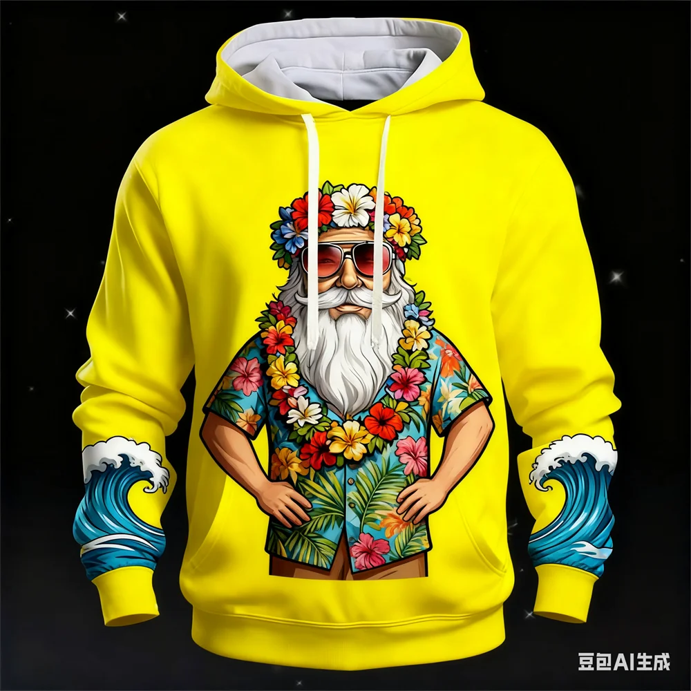 Christmas Autumn Men's Hoodie Funny Santa Claus pattern print hoodie New Year's gifts hoodies for man Winter Men's y2k clothing