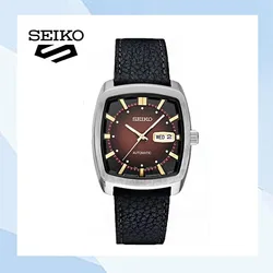 Seiko Automatic Mechanical Watch Men's Casual Fashion Watch High-quality Wine Barrel Watch Belt Retro Green Plate Men's Watchs