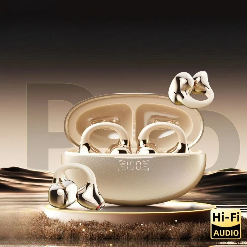 

True Wireless Ear Clip Headphones Silicone Long Battery Life Non in Ear Headphone Spatial Audio Noise Cancelling Earphone