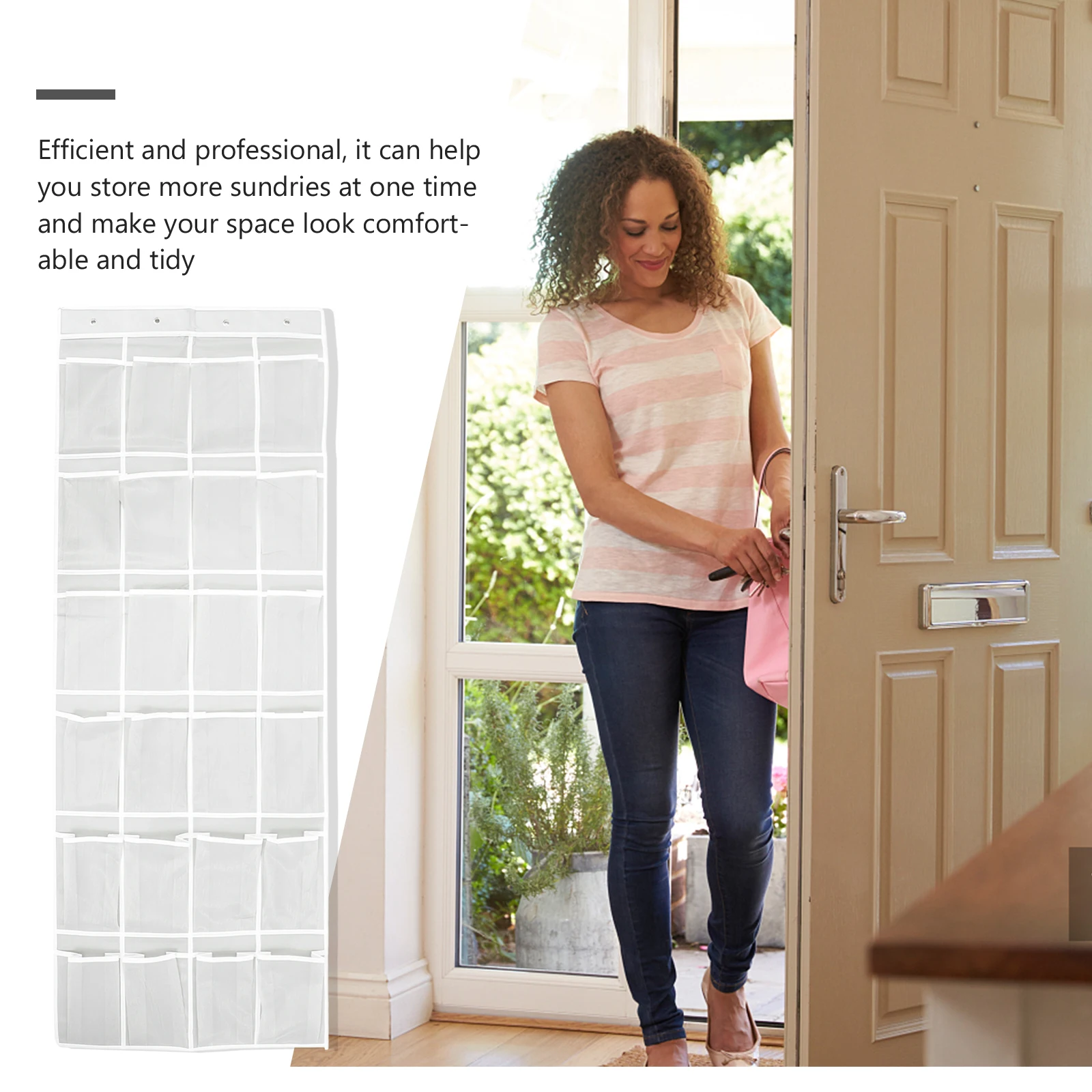 

Non Woven Wall Hanging Bag Pocket Grey Pouch Multi Cell Space Saving Door Decor ganizer Storage Solution Household Storage Tool