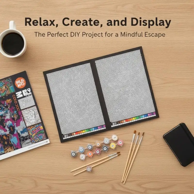 24 Pages Mystery Mosaic Color By Number Coloring Book For Adults Pixel Art Stress Relief Hand Coloring
