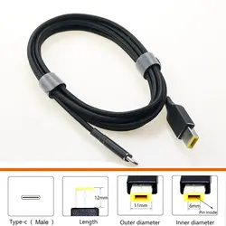 PD 135W 2m Fast Charger Cable Type-C to Square Charging Power Adapter Converter for Lenovo Legion Y7000 R7000 ThinkPad