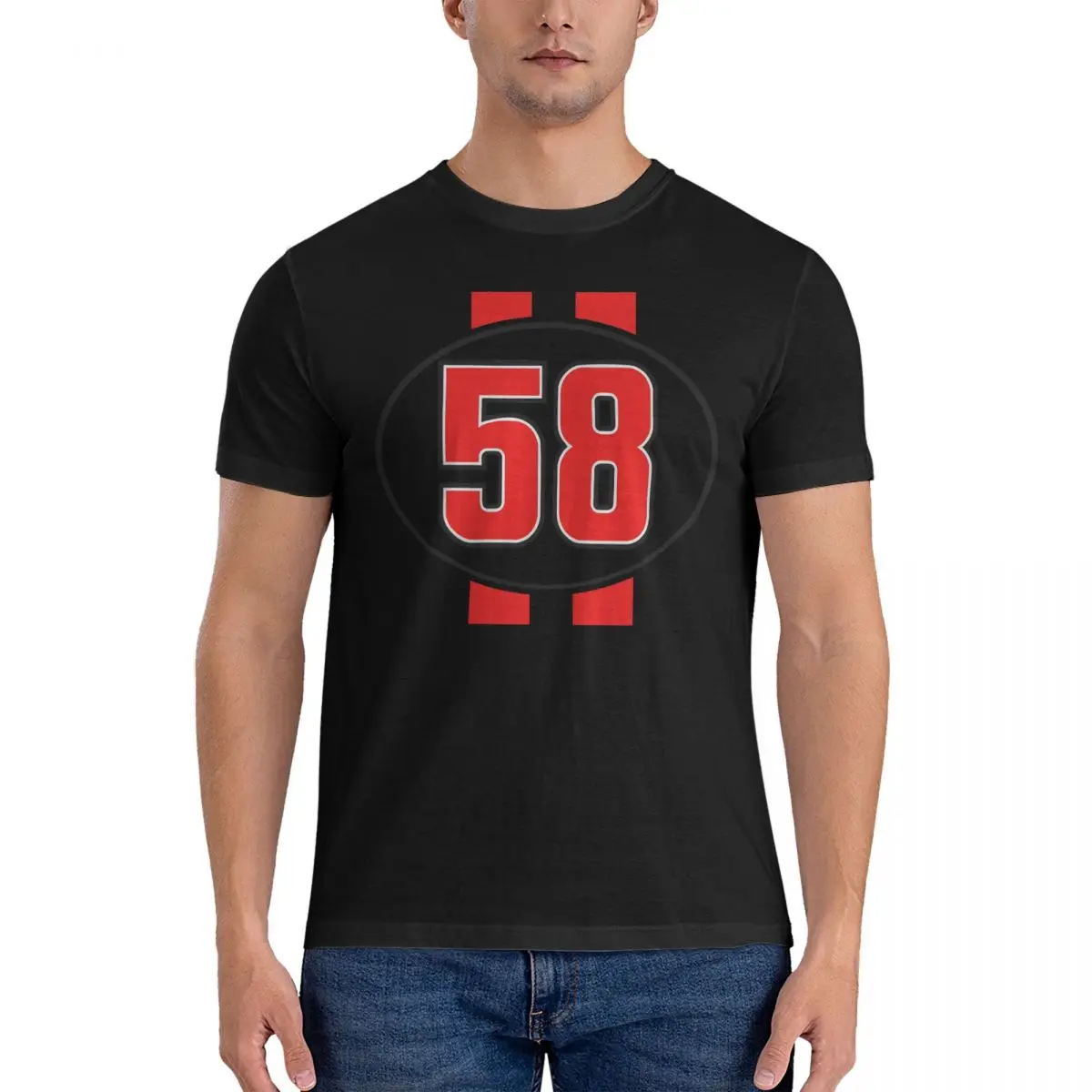 Vintage Marco Simoncelli 58 T-Shirt for Men O Neck Pure Cotton T Shirt Marco simoncelli Short Sleeve Tee Shirt Birthday Present