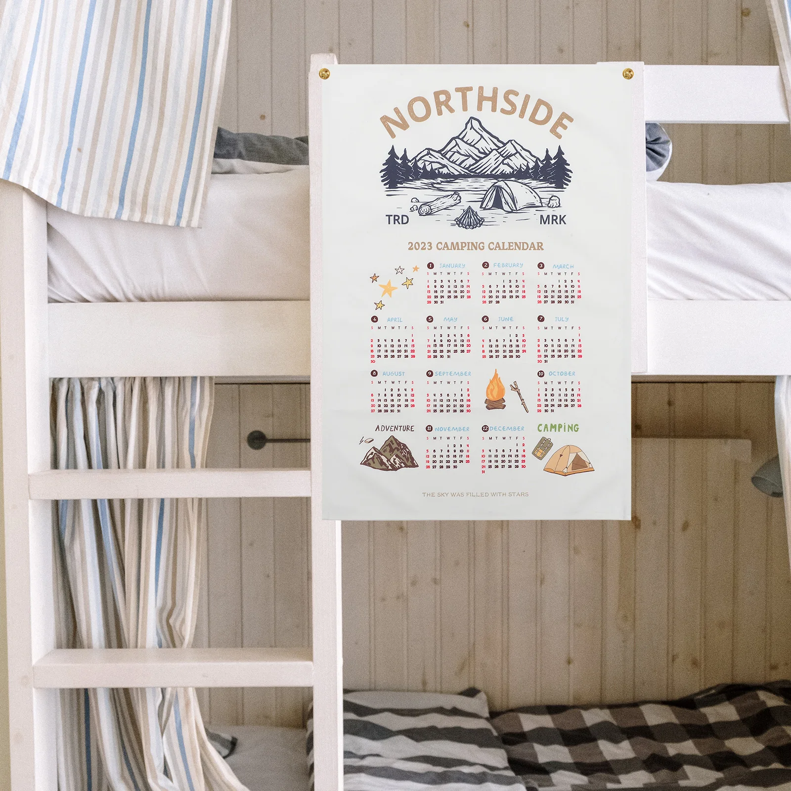 

2023 Decorative Bedroom Dorm Photo Prop Background Vertical Camping Hanging Office Classroom Decor Cloth Wall Calendarbackdrop