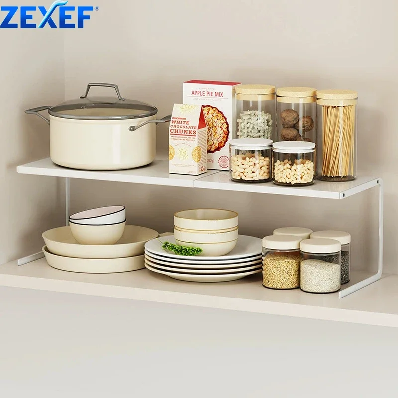 

Kitchen Cabinet Organizer Furniture Rack Storage Unit for Bathroom Under Sink Adjustable Height Tiered Shelving Accessories