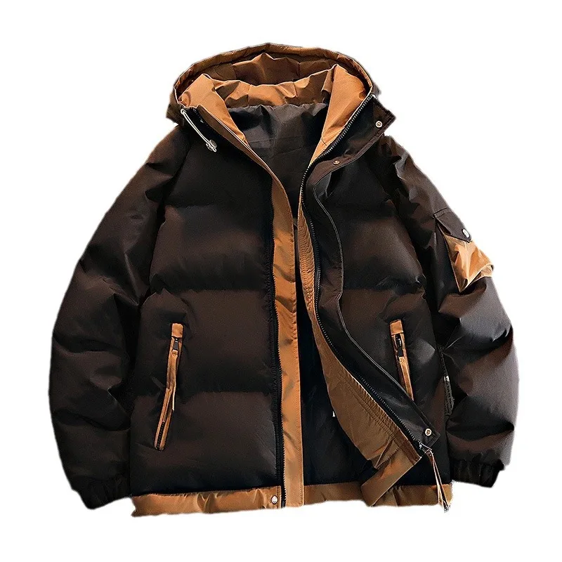 Giacca invernale da uomo in cotone con cappuccio Outdoor spesso caldo moda abbigliamento maschile nuovo casual tinta unita da uomo Parka con cappuccio antivento